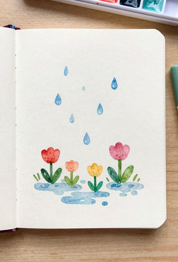 spring rain watercolor inspiration