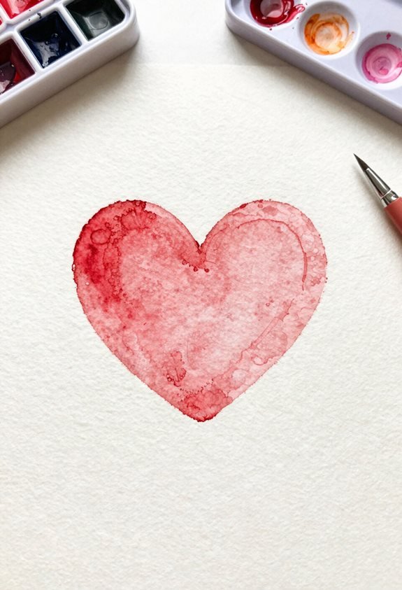 textured watercolor heart layers