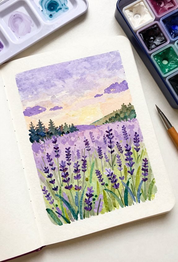tranquil lavender dusk painting