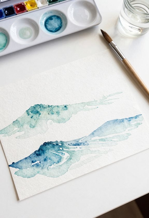 tranquil watercolor ocean waves