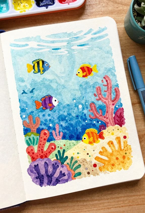 underwater art with friends