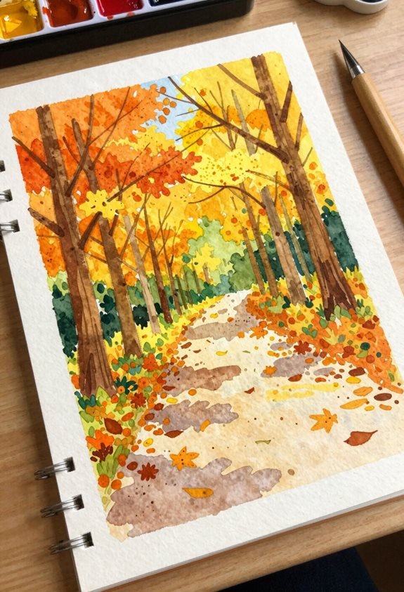 vibrant fall watercolor landscapes