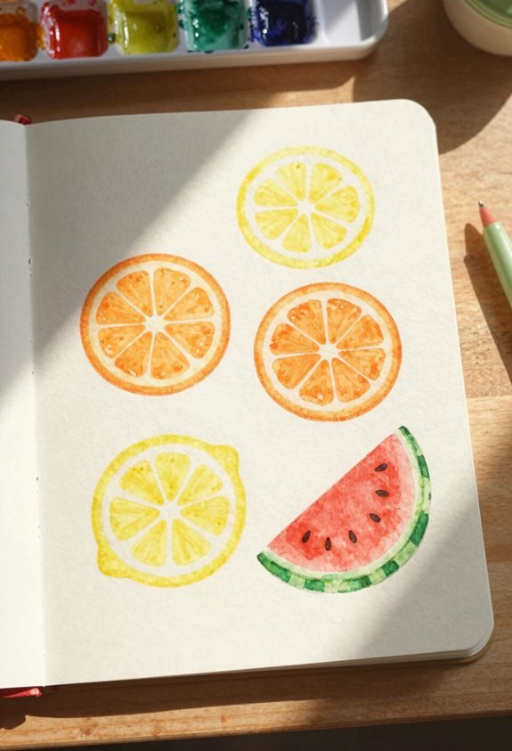 vibrant fruit slice art
