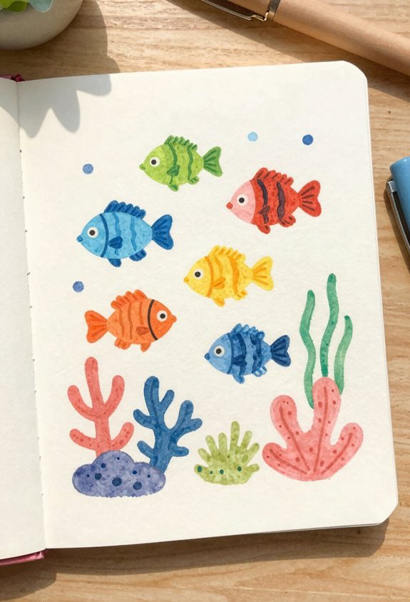 vibrant marine life painting