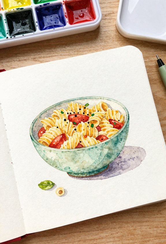 vibrant pasta bowl artwork