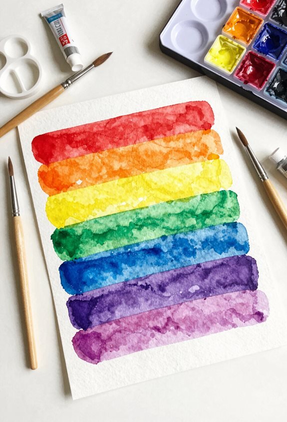 vibrant rainbow watercolor art