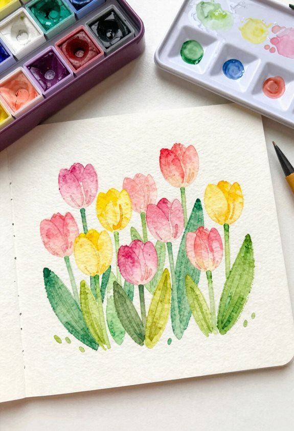 vibrant spring tulip artwork