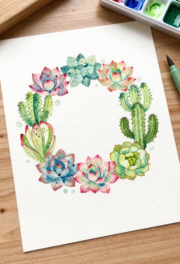 vibrant succulent cacti wreath