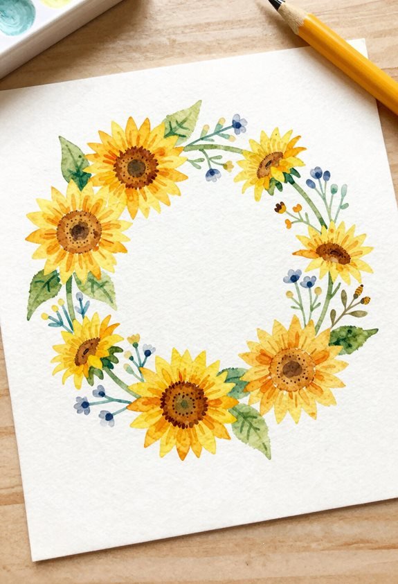 vibrant sunflower wildflower wreath