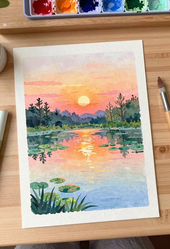 vibrant sunset reflection tranquility