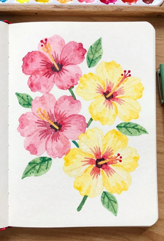 vibrant tropical hibiscus painting