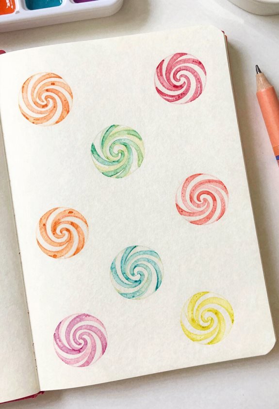 vibrant watercolor candy pattern