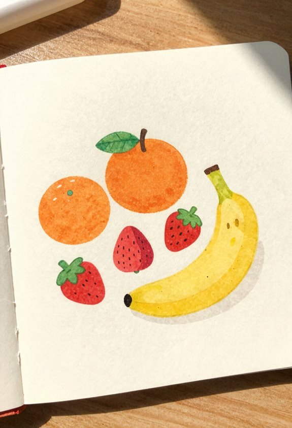 vibrant watercolor fruit art