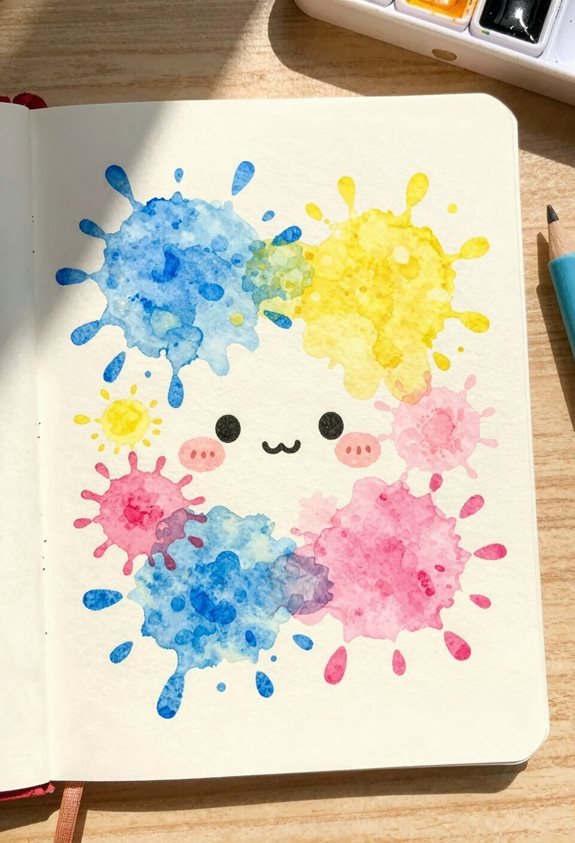 vibrant watercolor rainy art