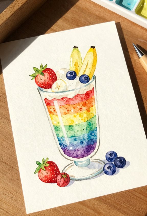 vibrant watercolor smoothie illustrations