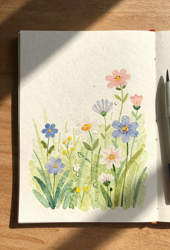 vibrant wildflower meadow watercolor