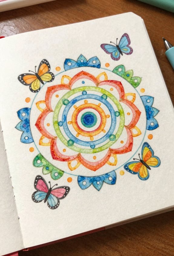 watercolor butterfly mandala creation
