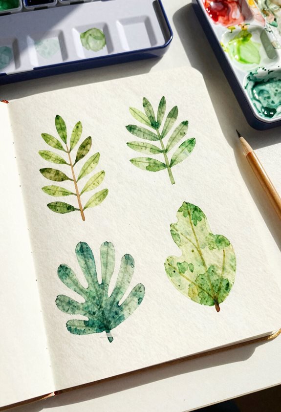 watercolor leafy botanical art