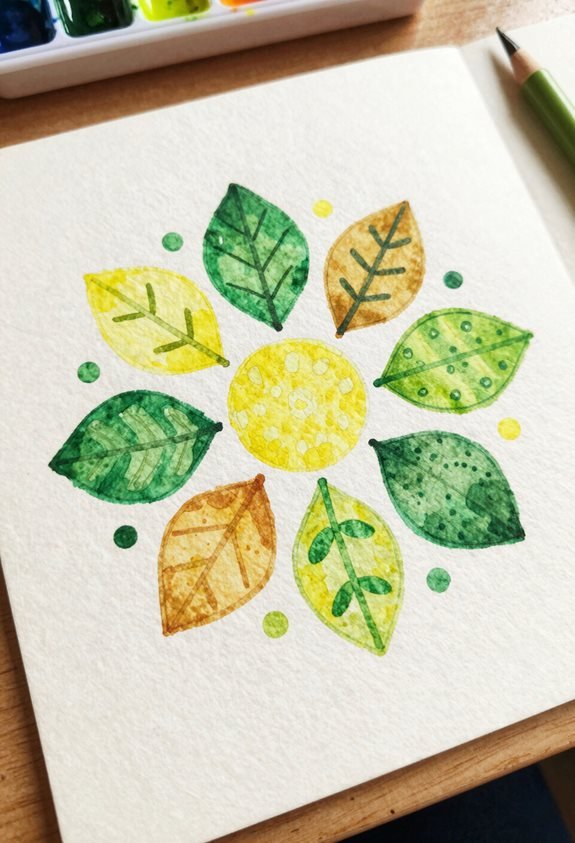 watercolor nature leaf mandala