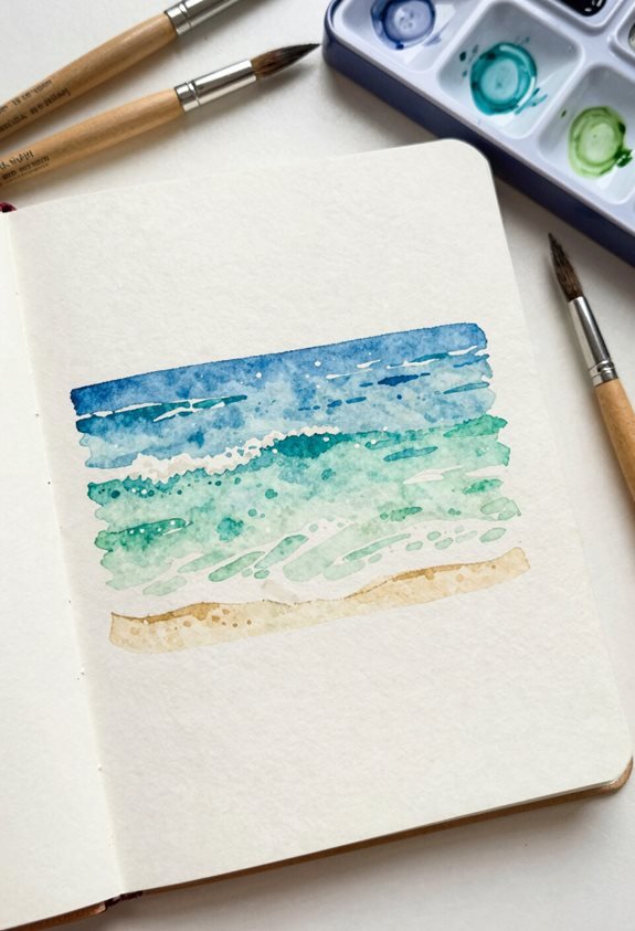 watercolor ocean wave techniques