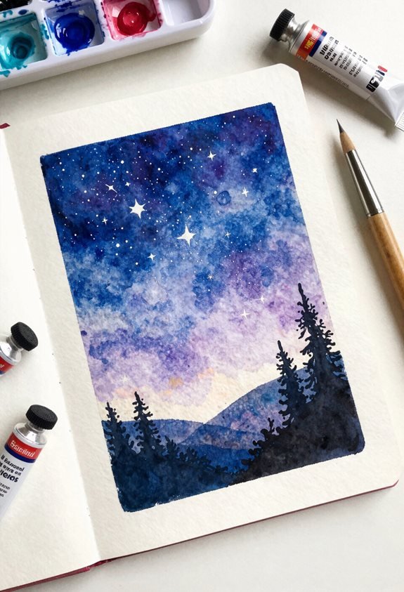 watercolor starry night blending