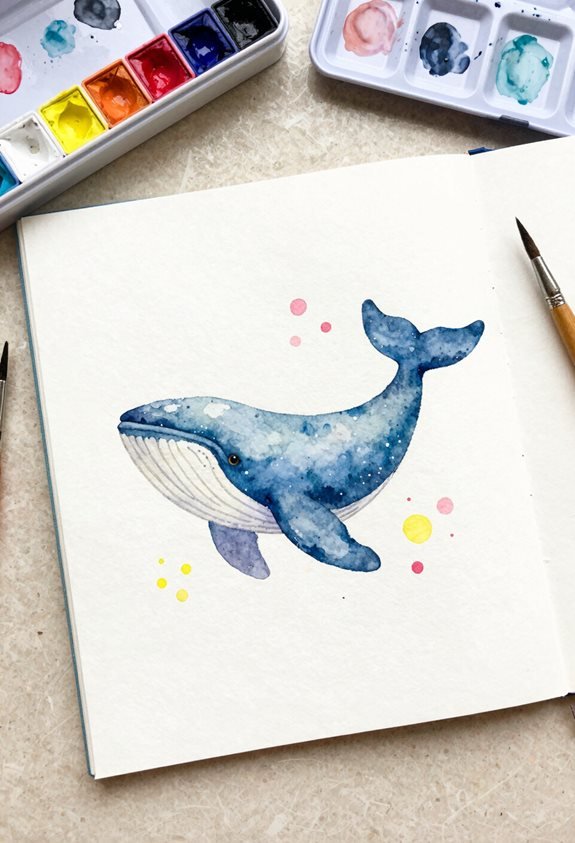 whale watercolor painting fun