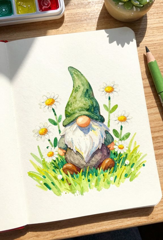 whimsical spring garden gnome